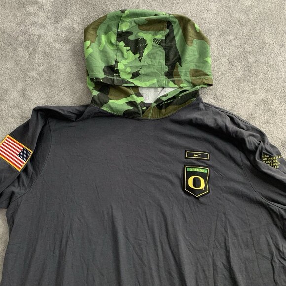 Nike Sweatshirt Mens XXL Oregon Ducks Military Long Sleeve Hoodie Tee DN1722-060 - Picture 4 of 8